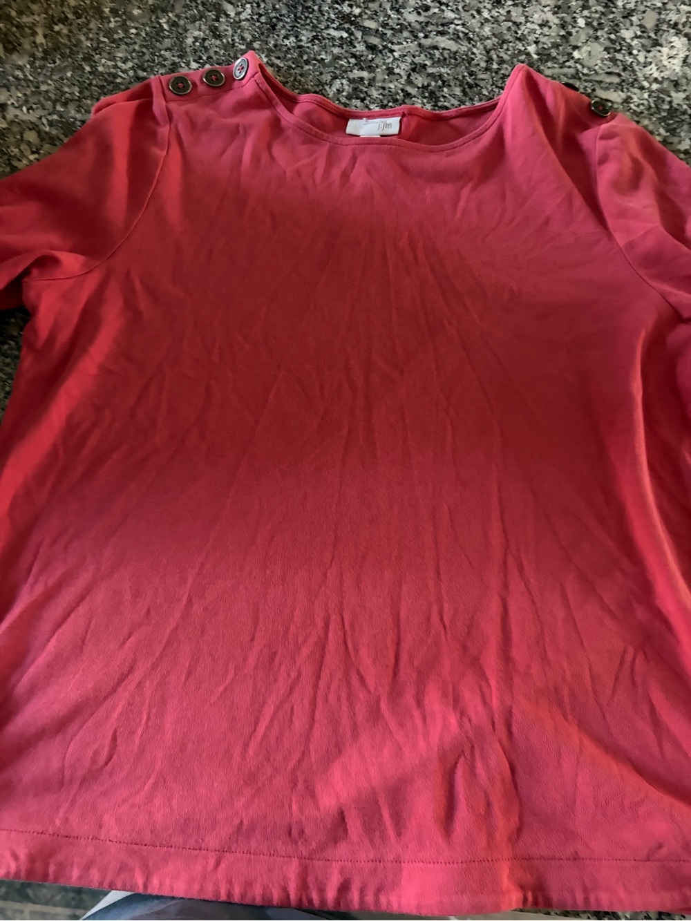 J. Jill Coral Pink Button-Shoulder Cotton Top
